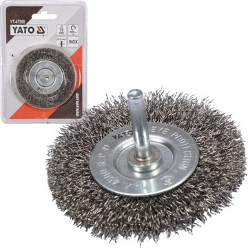 ДИСКОВАЯ ЩЕТКА YATO 75 мм, НЕржавеющая проволока для сверла