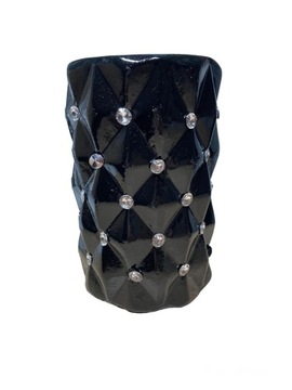WAZON CZARNY CERAMICZNY KRYSZTAŁKI CYRKONIE GLAMOU