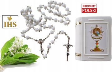 RÓŻANIEC KOMUNIJNY W PUDEŁKU Biały Komunia