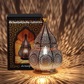 Lampa orientalna złota 36cm na świece Marokanska