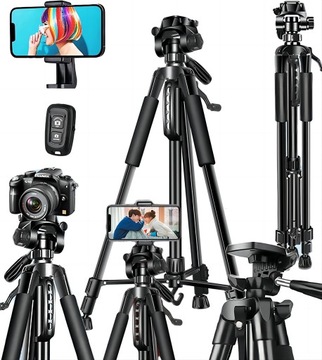 STATYW TRIPOD UCHWYT NA TELEFON STATYW FOTOGRAFICZNY WYSOKI Z PILOT 170CM