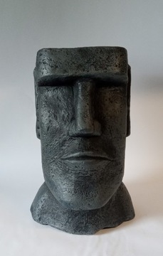 Doniczka Moai Rapatui .H-28cm. Czarno grafitowy