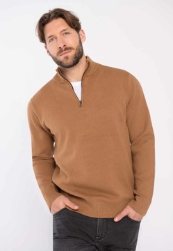 OUTLET męski sweter beżowy ze stójką VOLCANO S-JOIN 5XL