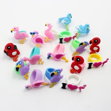 6 шт. СИЛИКОНОВЫЕ КОЛЬЦА ДЛЯ ДЕТЕЙ Очаровательный ФЛАМИНГО