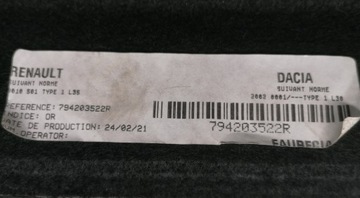 DACIA DUSTER II POLIČKA ZADNÍ KUFRU ORIGINÁLNÍ 2017-