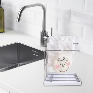 Zlew, stojak na odpływ, blat, półka na ściereczki