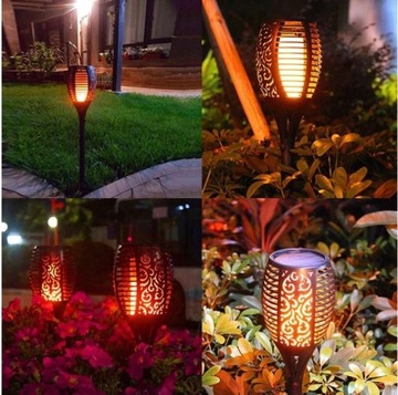 Садовые светодиодные фонари на солнечных батареях, набор из 4 шт. с управляемым пламенем, 51 см