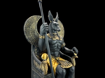 Статуэтка Скульптура ЕГИПЕТСКИЙ БОГ АНУБИС НА ТРОНЕ черный VERONESE WU76733AB