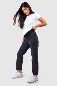 BOOHOO CZARNE CIĄŻOWE SPODNIE JEANS WASH EFFECT ZMM NG2__L