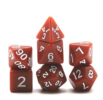 BRĄZOWY ZESTAW 7 KOŚCI KOSTEK RPG