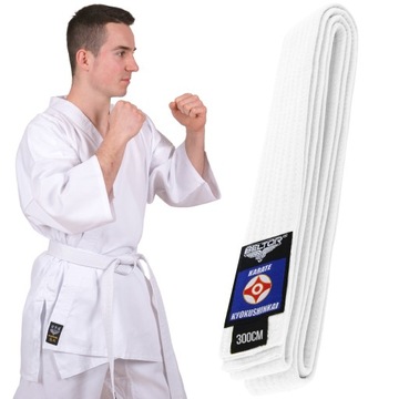 BELTOR BIAŁY PAS DO KIMONA KARATE KYOKUSHINKAI 300 CM SHIRO OBI KIMONO