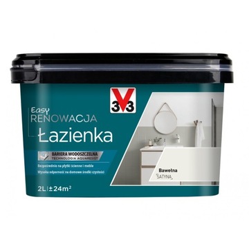 V33 Farba Renowacja Łazienka BAWEŁNA satyna 2litry