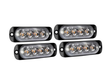 4x Licht OSTRZEGAWCZA OBRYSOWA STROBOSKOP 4 LED 86mm pomaranczowa 12V 24V