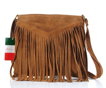 VERA PELLE ITALY Zamsz Frędzle Boho - kolory