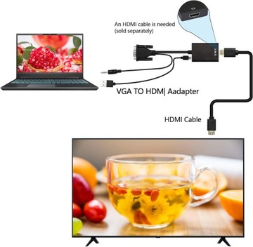 Переходник VGA-HDMI Full HD 60 Гц + аудиоконвертер