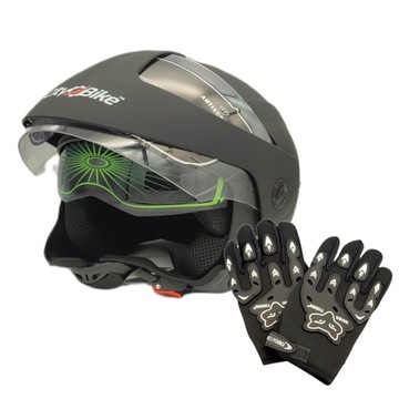 KASK MOTOCYKLOWY NA SKUTER OTWARTY BLENDA RĘKAWICE