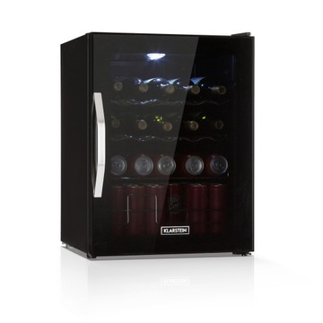 MAŁA LODÓWKA MINI CHŁODZIARKA MINIBAR KLARSTEIN LED 47CM 60L CZARNA INOX