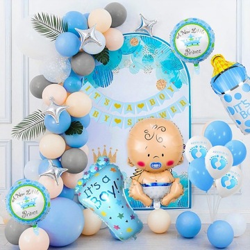 НАБОР ГИРЛЯНДЫ С СИНИМ ШАРОМ ШАРЫ С БАНТОМ УКРАШЕНИЯ ДЛЯ ДЕТСКОГО ДУША ДЛЯ МАЛЬЧИКА