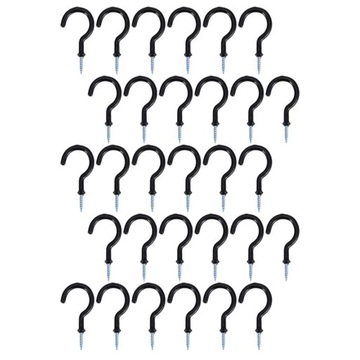 Винты с крючком-чашкой Черные вкручивающиеся крючки 60 шт.