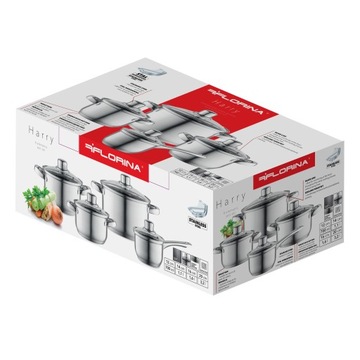 Набор кастрюль из нержавеющей стали с крышками Florina Harry Pot set 8 шт.