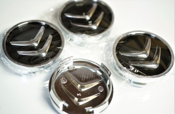 КРЫШКИ, НАКЛАДКИ, КОЛПАКИ CITROEN 60MM, комплект из 4 шт., ЧЕРНЫЕ