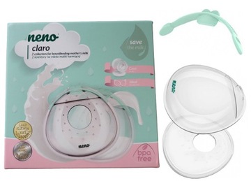 NENO CLARO 2 silikonowe KOLEKTORY NA MLEKO MATKI KARMIĄCEJ BPA FREE ETUI
