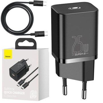 BASEUS SZYBKA ŁADOWARKA SIECIOWA USB-C UNIWERSALNA DO TELEFONU 25W +KABEL