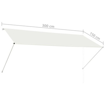 vidaXL Выдвижная маркиза 300 x 150 см Кремовый