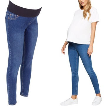 New Look Ciążowe Spodnie Jeansy Skinny Rurki Jeans Granat XShort XXL 44