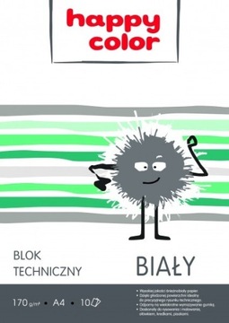 Blok techniczny A4 170g 10ark, Happy Color