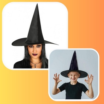 ШЛЯПА ВЕДЬМЫ БОЛЬШАЯ ШЛЯПА ВЕДЬМЫ ХЭЛЛОУИН КАРНАВАЛЬНАЯ ЧЕРНАЯ 39см