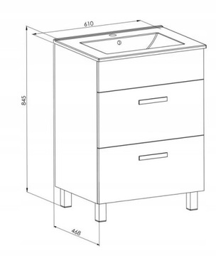 ПОЛЬША Шкаф с умывальником 60 см белый, STANDING + кран