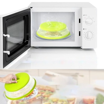 Складная крышка для микроволновой печи, не содержащая BPA, с 2 крючками, 26,5 см.