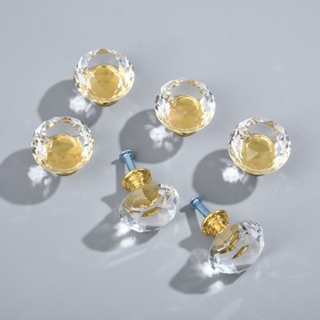 Мебельная ручка с кристаллом Золотая мебельная ручка с кристаллом Золотая 30 мм Glamour