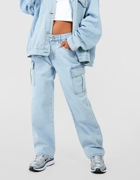 BOOHOO NIEBIESKIE SPODNIE JEANS BOYFRIEND KIESZENIE S2K NG6__XXL