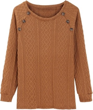 Sweter damski sweter z długim rękawem dla kobiet jednolity kolor z guzikami