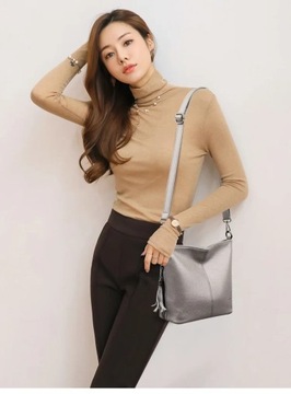 Solid Color Women Tote Bag High Quality Leather La