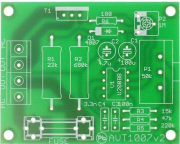 Regulator obrotów silnika elektrycz. AVT1007 PCB