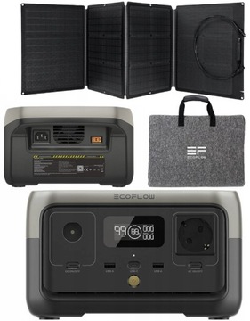 ECOFLOW RIVER 2 STACJA ZASILANIA 300W 256Wh + PANEL 110W + KABEL