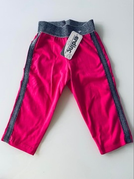 DZIEWCZĘCE LEGGINSY 3/4 RÓŻ ZE SREBRNYM PASEM 116