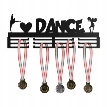 Wieszak Na Medale do Pokoju 40 cm I love Dance Czarny Metalowy