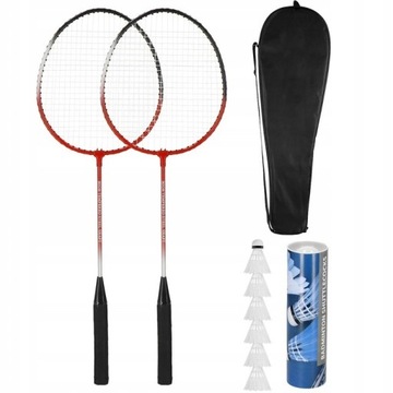 ZESTAW DO GRY W BADMINTONA 9w1 RAKIETY PALETKI LOTKI POKROWIEC BADMINTON
