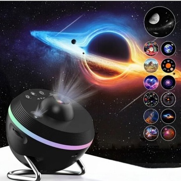 Projektor gwiazd nieba planet lampka nocna RGB meteor planetarium 13w1 HD
