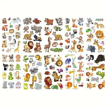Tatuaże dla dzieci zmywalne ZWIERZĘTA 10 arkuszy