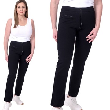 Spodnie damskie dresowe sportowe proste z kieszonką czarne PL ADI _XL