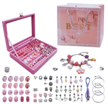 Zestaw do Robienia Bransoletek Bizuterii Bransoletki z Charms + Torebka