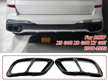 KOŃCÓWKI NAKŁADKI NA WYDECH BMW X5 G05 X6 G06 X7 G07 2019-22 CZARNY POŁYSK