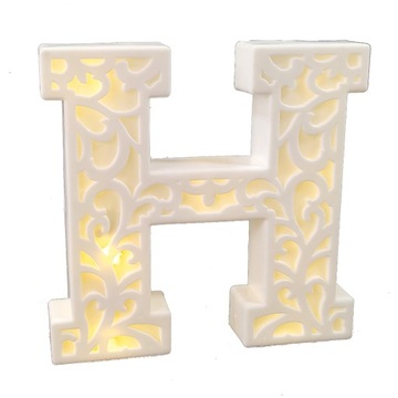 BIAŁA LITERA H 15cm LED ŚWIECĄCA NAPIS ALFABET 3D