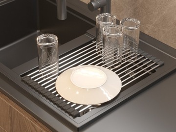 СКЛАДНОЙ СЕРЕБРЯНЫЙ ПОДДОН ДЛЯ КУХОННОЙ МОЙКИ СТАЛЬНОЙ КОВРИК