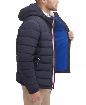 Męska pikowana zimowa kurtka Tommy Hilfiger Sherpa w kolorze granatowym XXL